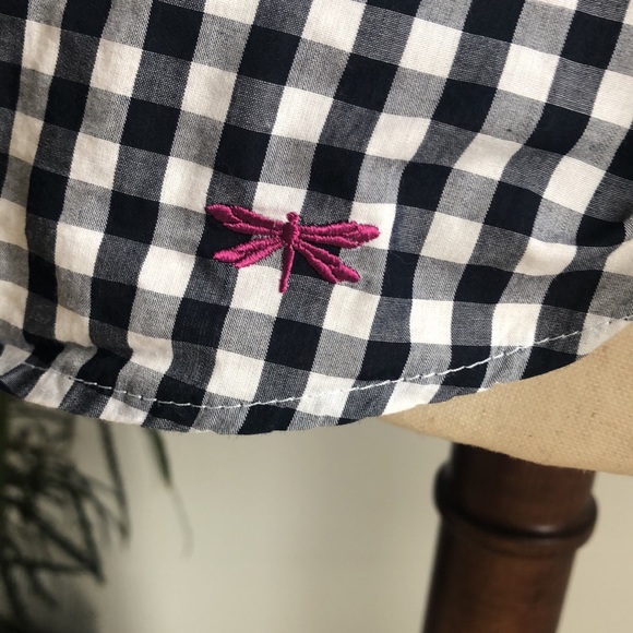 Talbots, size 2, indigo/white gingham check tailored blouse, 100% cotton - Picture 4 of 6